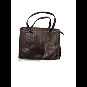 Vintage Abraham & Straus Brown Genuine Leather Large Bag Made In Uruguay